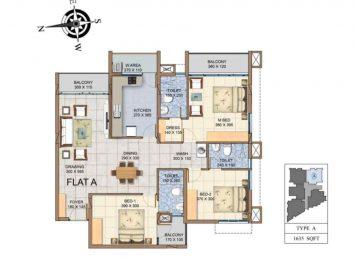 Kalyan Sanctuare 3 Bedroom layout