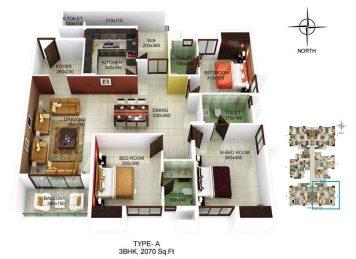Kalyan Habitat 3BHK floor plan