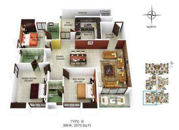 Kalyan Habitat 3BHK floor plan layout