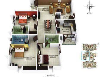 Kalyan Habitat 3BHK floor plan layout
