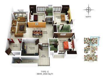 Kalyan Habitat 3BHK floor plan