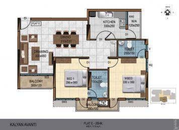 Kalyan Avanti 2 Bedroom floor plan Layout