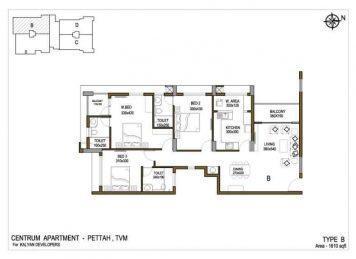 Kalyan centrum 3Bedroom floor plan layout