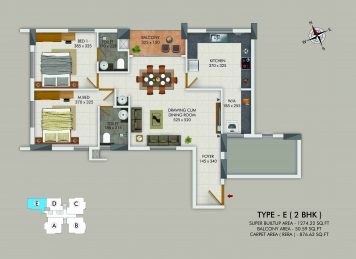 Kalyan Courtyard 2BHK floor plan