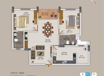 Kalyan Courtyard 2BHK floor plan