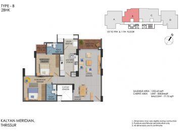 Kalyan Meridian 2Bedroom floor plan