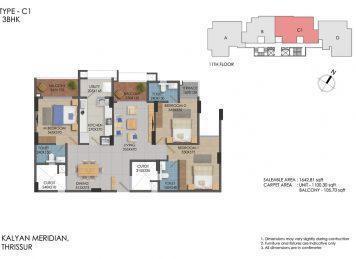 Kalyan Meridian 3Bedroom floor plan