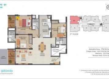 Kalyan gateway 3 Bedroom floor plan Layout