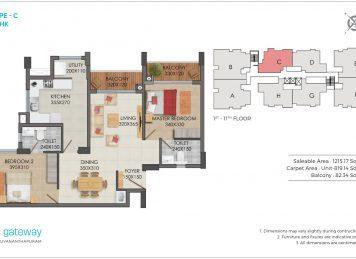 Kalyan Gateway 2 Bedroom floor plan