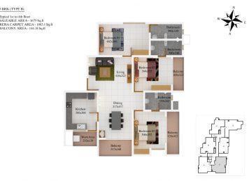 Kalyan Credenz 3BHK floor plan layout